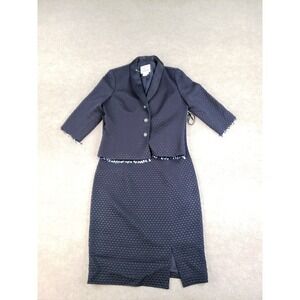 Rickie Freeman Teri Jon Blazer Dress Suit Set Womens SZ 10 Blue 2 Piece Textured